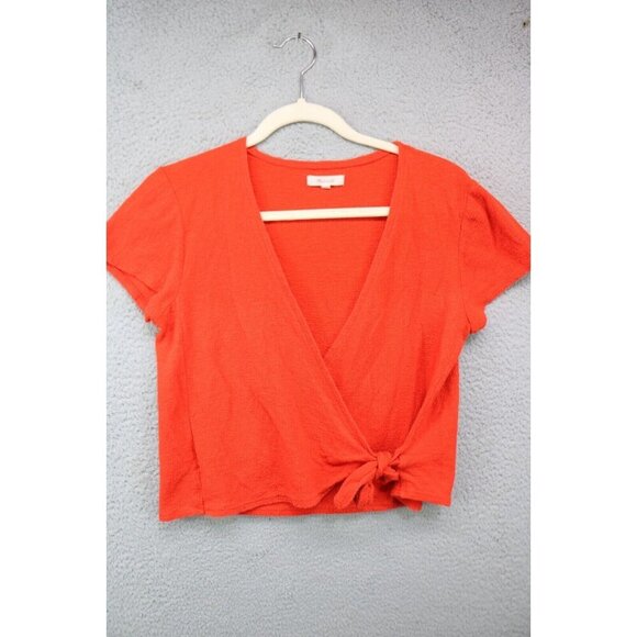 Madewell Orange Short Sleeve Wrap Top-Size Medium-Tie Front - Picture 1 of 10